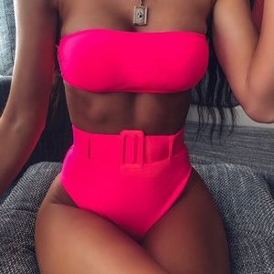 NWT High Rise Pink Bikini